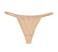 Generisch Culotte tanga pour femme en tissu gaufré - String classique avec côtés étroits - Caleçon minimaliste et confortable pour le quotidien, Style_z01 Beige, S