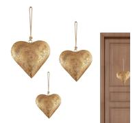 Generisch Cœur suspendu de style antique, cloche en forme de cœur dorée avec finition antique - Art mural vintage en forme de cœur en métal, tentures murales rustiques pour la Saint-Valentin pour