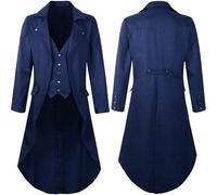 Generisch Curiosité Chroniques médiévale gothique Frack pour homme Costume de cosplay élégant Robe de cour formelle Veste pour spectacle Halloween Party Funtime Foxy Cosplay Costume, Marine, XXL