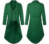 Generisch Curiosité Chroniques médiévale gothique Frack pour homme Costume de cosplay élégant Robe de cour formelle Veste pour spectacle Halloween Party Funtime Foxy Cosplay Costume, vert, S