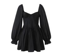 Generisch Curiosité Chroniques médiévales pour femme - Col à manches longues - Volant - Robe décontractée - Costume de cosplay, Noir , L