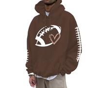 Generisch D'abord essayer puis chiffres hommes fans de football sport sweatshirt joueur de rugby sport rétro hommes rugby pull à capuche hauts sweatshirt M homme, café, S