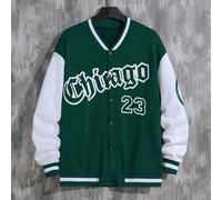 Generisch Daunen Herren Frühling und Herbst Mode High Street hübsche Junge Männer Baseball Jacke Männer Lose Freizeitjacke Männer Rollkragen Herren, Vert foncé, L