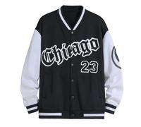 Generisch Daunen Herren Frühling und Herbst Mode High Street Hübsche Junge Männer Baseball Jacke Männer Lose Freizeitjacke Männer Rollkragen Herren (Noir, S)