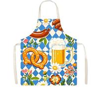 Generisch de cuisine design Oktoberfest Tablier de cuisine respirant réglable avec lacets à carreaux Protection contre l'huile pour le service personnel Barbecue Studio d'art Maison, 03