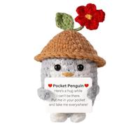Generisch de Noël au Crochet - Pingouin avec Carte Positive, patate de Vie Positive - avec Bonnet - pour, Femmes, Amis