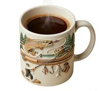 Generisch de pêche - 350 ml en céramique, vaisselle amusante, tasse à café | Tasses à thé pour temps froid, extérieur, pêche, camping, randonnée, pique-nique, maison, fête, jeu, eau, thé, Wh