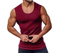 Generisch Débardeur de bodybuilding pour homme - Coupe ajustée - Avec fil de sport - Montres tendance Steinhart, rouge, L