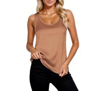 Generisch Débardeur décontracté, uni, sans manches, matière extensible et douce, idéal comme maillot de corps basique pour l'été., kaki, S