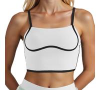 Generisch Débardeur d'entraînement pour femme avec soutien-gorge de sport intégré, col carré, pour yoga, fitness, entraînement et soutien actif, Blanc., XL