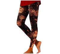 Generisch , Décontracté, thème d'Halloween, imprimé amusant, exercice de fitness serré, legging de yoga, pantalon long, Orange, S