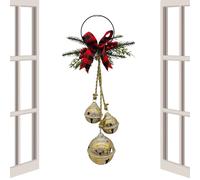 Generisch Décoration de Cloches de Noël - en métal Rustique - 45 x 23 cm - avec nœud de Suspension - pour l'extérieur, la Maison, la Porte d'entrée, la cheminée, Le Nouvel an
