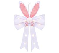 Generisch Décoration de lapin de Pâques à LED - Grande couronne de printemps - Décoration d'intérieur mignonne - Peluche en tissu - 54 cm - À suspendre sur la porte, , le jardin, l'intérieur et
