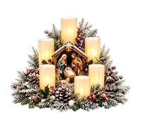 Generisch Décoration de Noël avec bougie sans flamme | Décoration de table de Noël pour intérieur, style maison de campagne, maison, bureau, chambre à coucher, crèche, hiver