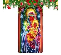 Generisch Décoration de porte de Noël - 89 x 180 cm - Grande nappe de fluorescente festive - Panneau de photo - Pour la maison, fête, hiver, ferme, Nouvel An