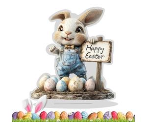 Generisch Décoration de table en forme de lapin - Décoration de table saisonnière bidimensionnelle - Œufs - Décoration de vacances saisonnières - Pour chambre à coucher, bureau, armoire, rebord de