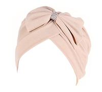 Generisch Décoration de vélo pour femme - Nœud papillon - Cancer - Turban - Casquette ethnique - Chapeau enveloppant, bandeau, paintball, costume pour femme, beige, taille unique