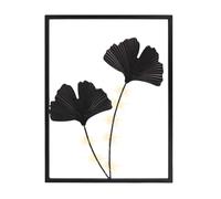 Generisch Décoration murale à feuilles - Décoration murale à LED encadrée - Noir - Décoration murale moderne pour couloir, entrée, cheminée - Fenêtre de porte