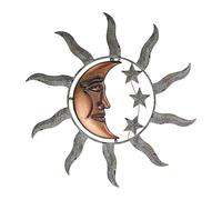 Generisch Décoration murale en métal - Motif soleil - 28/40 cm - Décoration murale d'extérieur avec lune et étoiles - Décoration rétro à suspendre - Pour l'intérieur et l'extérieur - Pour jardin