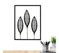 Generisch Décoration murale, motif de feuilles, art mural, avec cadre noir, décoration murale moderne, pour couloir, cheminée, fenêtre de porte