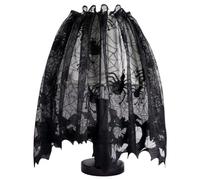 Generisch Décorations de fête pour femmes adultes 18 x 60 cm - Abat-jour en dentelle noire avec ruban - Abat-jour noir pour décoration d'Halloween - Tente d'événement blanche (noir, 25 x 20 x 1)