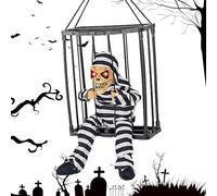 Generisch Décorations d'Halloween animées - Crâne en cage - Jouet terreur