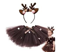 Generisch Déguisement d'animal de course pour filles - Tutu avec cornes pour la tête - Costume de renne pour | Jupe Tutu en tulle Verung Carnaval Anniversaire Scène Danse Performance