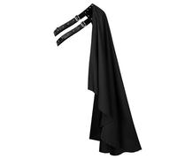 Generisch Demi-cape pour homme - Demi-cape - Pour Halloween, carnaval, chevalier - Demi-épaule - Boucle réglable - Rétro - Pour guerrier, samouraï, cosplay, rave, fête à thème, Noir , taille unique