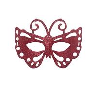 Generisch Demi-masque de carnaval avec poudre pour le contour des yeux mystérieux - Décoration de fête luxueuse pour les bals masqués (rouge, taille unique)