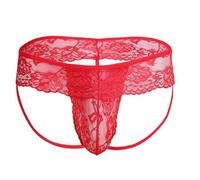 Generisch Dentelle Sissy String Tanga Culotte T-Back Tangas Slip Shorts Sous-vêtements Thong Sous-vêtements String Sous-vêtements pour Hommes Sous-vêtements de sport, rouge, 3XL