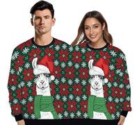 Generisch Deux personnes Pull de Noël Ugly Couples Sweaters Jumper Hauts Combinés Deux Motifs Imprimés Drôles Sweatshirt Couples, B01 B, taille unique