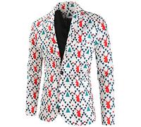 Generisch Deux pièces tendance pour homme avec imprimé de Noël pour les occasions décontractées Heures festives dans une veste élégante Pantalon assorti, b, M