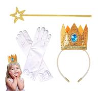 Generisch Diadème et accessoires | Costume de princesse diadème avec gants de baguette magique | Accessoire de costume pour fête déguisée, école, bal, spectacles de scène, vie quotidienne