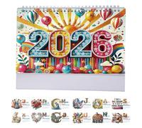 Generisch Diamond Painting Calendrier de table 2026 12 mois 2026, calendrier de bureau à poser, 25 x 20,5 x 9 cm, cadeau pour les amis, les collègues