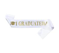 Generisch Diplômé Sash, remise de diplôme volée, sublimation des épaules volée J'ai terminé | Écharpe ruban seniors Common School faveurs pour adultes femmes hommes hommes, Blanc., Siehe Beschreibung
