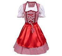 Generisch Dirndl Femme Dirndl Femme 2 pièces Costume 1 pièce robe + 1 tablier Fête de la bière Fat People's Traditionnel Folk Style Bière (Rouge, L)
