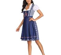 Generisch Dirndl - Robe midi pour femme - Robe Dirndl - Robe d'Halloween - Costume de fête de la bière - Costume de scène, bleu, M