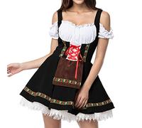 Generisch Dirndl - Robe midi pour femme - Robe traditionnelle Dirndl - Tablier long - Tablier pour fille - Chemisier Dirndl - Mode traditionnelle - Costume élégant - Coton - Dentelle - Grande taille