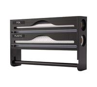 Generisch Distributeur de film avec cutter, support de rangement pour film alimentaire et film d'aluminium | Porte-rouleau de cuisine mural pour armoire, papier sulfurisé, armoire de rangement