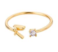 Generisch Dix anneaux strass 26 Bague initiale personnalisée Bague ouverte avec strass Bague pour femmes Anneaux de gymnastique en plastique, taille unique, Cuivre, Aucune pierre précieuse