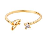 Generisch Dix anneaux strass 26 Bague initiale personnalisée Bague ouverte avec strass Bague pour femmes Anneaux de gymnastique en plastique, taille unique, Cuivre, Aucune pierre précieuse