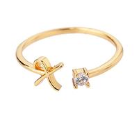 Generisch Dix anneaux strass 26 Bague initiale personnalisée Bague ouverte avec strass Bague pour femmes Anneaux de gymnastique en plastique, taille unique, Cuivre, Aucune pierre précieuse