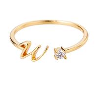 Generisch Dix anneaux strass 26 Bague initiale personnalisée Bague ouverte avec strass Bague pour femmes Anneaux de gymnastique en plastique, taille unique, Cuivre, Aucune pierre précieuse