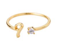 Generisch Dix anneaux strass 26 Bague initiale personnalisée Bague ouverte avec strass Bague pour femmes Anneaux de gymnastique en plastique, taille unique, Cuivre, Aucune pierre précieuse