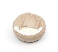 Generisch Dog House, Panier Orthopédique for Chien avec Couverture À Capuche, Chaud, Imperméable, Résistant La Saleté, Niche for Chat Et Chiot, Lavable en Machine,for Indoor(Beige,M - Diameter 60cm)