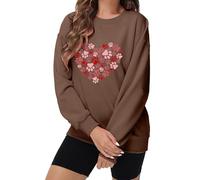 Generisch Dog Mom Sweat-shirt pour femme - Imprimé chien mignon - Manches longues - Col rond - Sweatshirts décontractés avec motif cœur - Pull en coton pour femme, café, M