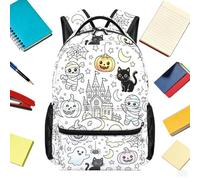 Generisch Doodle Sac à dos spacieux avec de nombreux compartiments | Sac d'école Halloween Doodle pour hommes, femmes, adolescents, filles, étudiants, voyageurs, université, loisirs, w nd