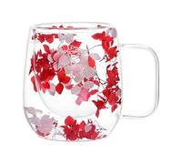 Generisch Double tasses à café - Tasse à café séchée - Tasse à thé double couche - Transparente - Avec - 250 ml - Pour jus de fruits, boissons, eau