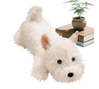 Generisch Doudou Chien - Coussin en Peluche en Forme de Chiot - Jouet Animal - Chien Blanc couché comme d'accompagnement - pour et Fille - pour la Chambre d'enfant, la Maison, Le Bureau, Le