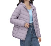 Generisch Doudoune d'hiver chaude pour femme, doudoune légère matelassée pour femme, veste thermique épaisse automne hiver veste à capuche confortable parka d'hiver unie veste de transition épaisse